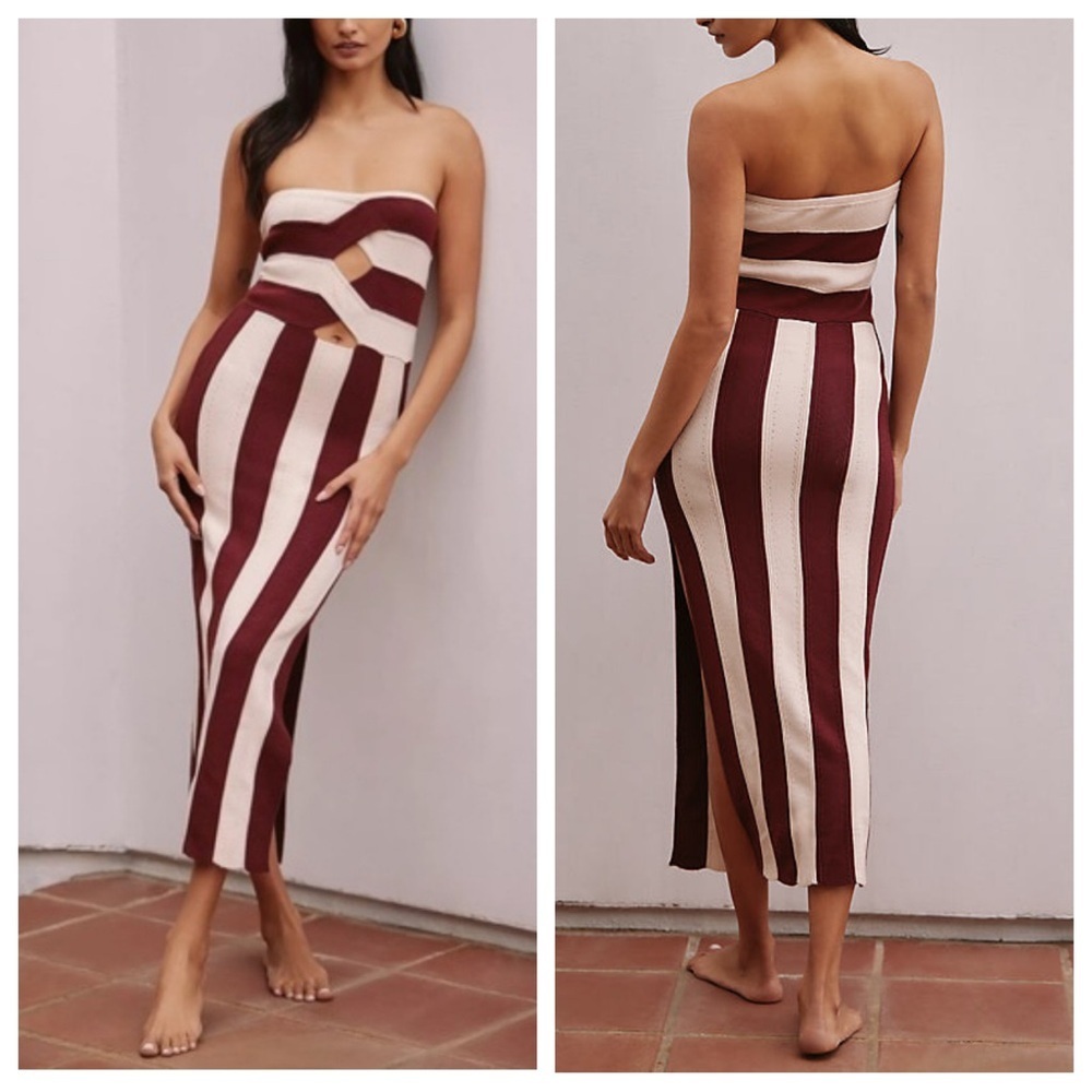 New! Celandine anthropologie striped cutout bodycon midi dress 23808